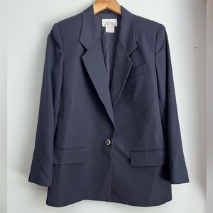 Vintage Worthington Blazer Navy Professional Suit Jacket Petite Size 6 Women